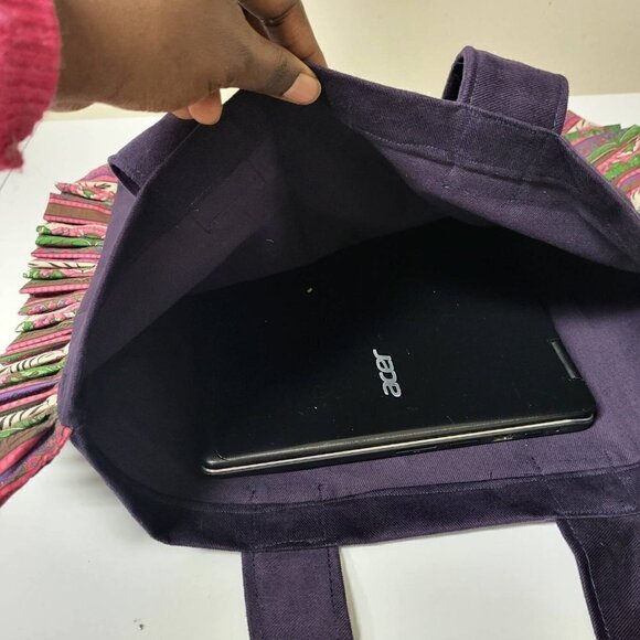 Handmade reusable ruffled tote bag, gift ideas, eco friendly shopping bag - Picture 2 of 10